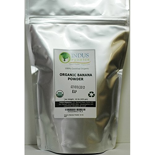 Indus Organics Banana Powder, 1 Lb Bag, Sulfite Free, No Added S