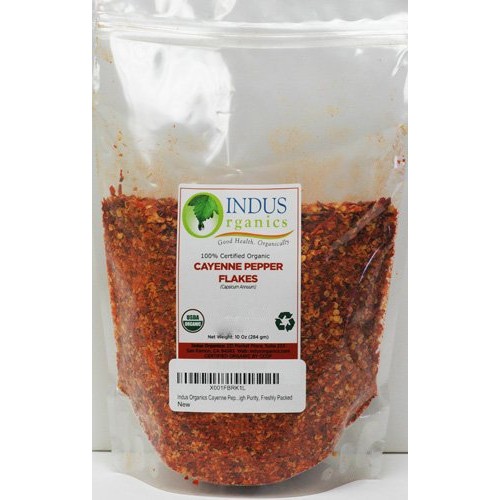 Indus Organics Cayenne Pepper Flakes 40,000 Shu, 10 Oz Bag, Pr