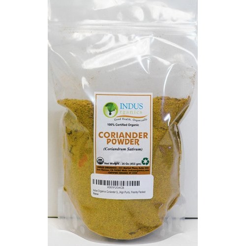 Indus Organics Coriander Seeds Powder, 1 Lb Bag, Premium Grade,