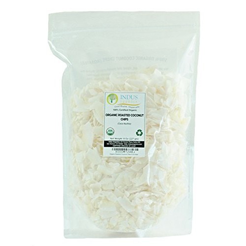Indus Organics Dried Coconut Chips/Shreds, Roasted, 8 Oz Bag, Pr