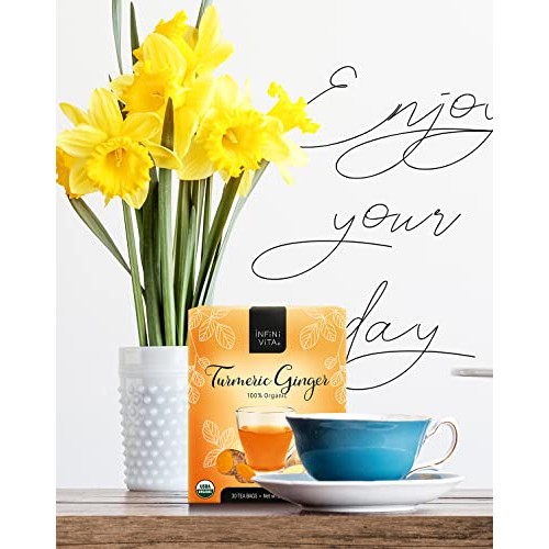 Infini Vita Turmeric Ginger Tea 30 Bags - Support Healthy Digest...