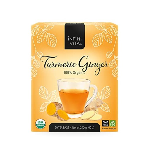 Infini Vita Turmeric Ginger Tea 30 Bags - Support Healthy Digest...