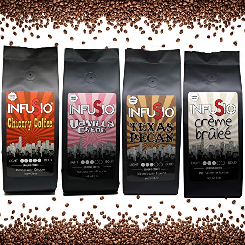 Infusio Gourmet Ground Coffee, 64Oz Variety Pack, Eight 8Oz Ba