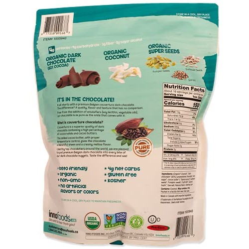 Innofoods Dark Chocolate Keto Nuggets- Coconut Seeds Pumpkin See...