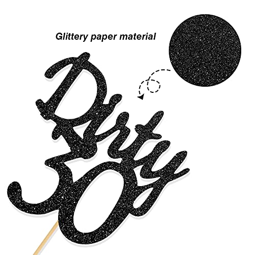 Black Glitter Dirty 30 Cake Topper - Thirty Sign - Happy 30Th Bi