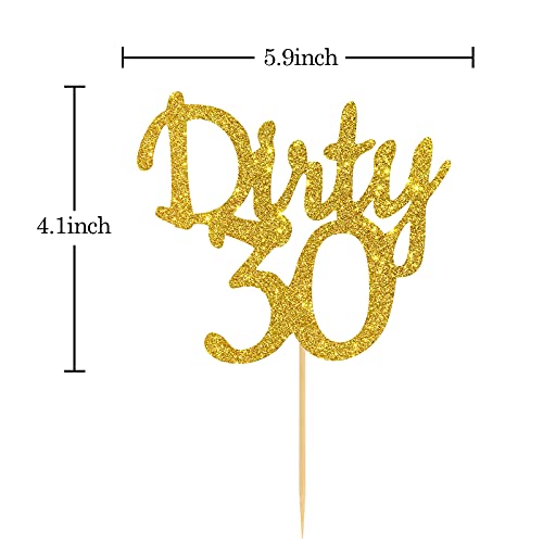 Gold Glitter Dirty 30 Cake Topper - Thirty Sign - Happy 30Th Bir