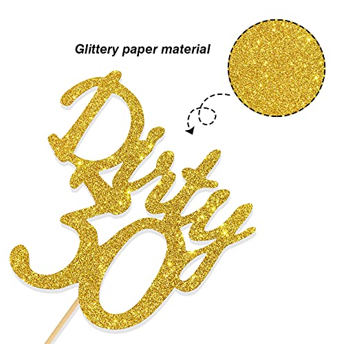 Gold Glitter Dirty 30 Cake Topper - Thirty Sign - Happy 30Th Bir