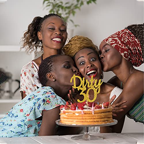 Gold Glitter Dirty 30 Cake Topper - Thirty Sign - Happy 30Th Bir