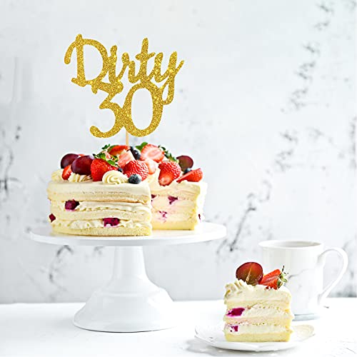 Gold Glitter Dirty 30 Cake Topper - Thirty Sign - Happy 30Th Bir