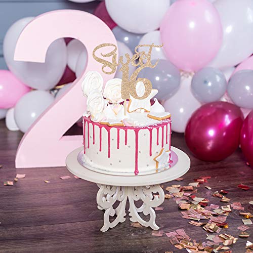 Innoru Champagne Gold Sweet 16 Cake Topper - Happy 16Th Birthday