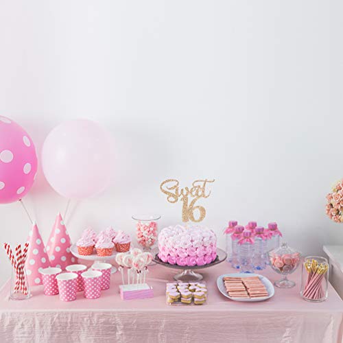 Innoru Champagne Gold Sweet 16 Cake Topper - Happy 16Th Birthday