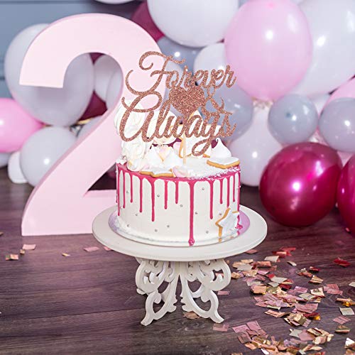 Innoru Forever &Amp; Always Cake Topper, Rose Gold Glitter Bridal Sh