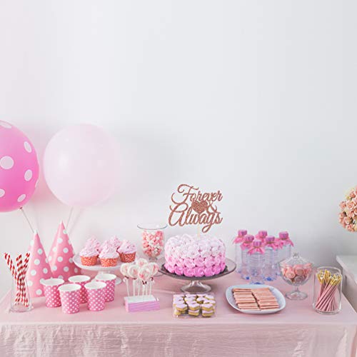 Innoru Forever &Amp; Always Cake Topper, Rose Gold Glitter Bridal Sh