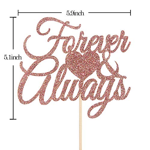 Innoru Forever &Amp; Always Cake Topper, Rose Gold Glitter Bridal Sh