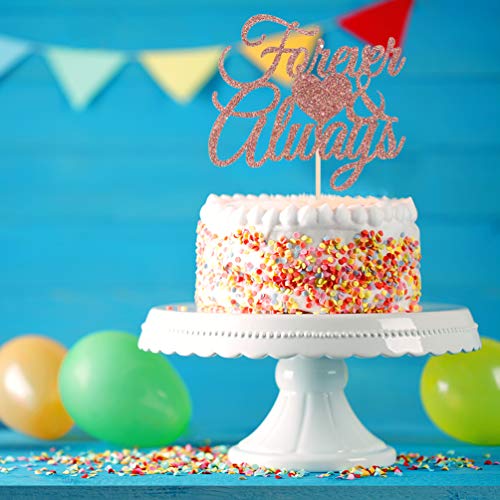Innoru Forever &Amp; Always Cake Topper, Rose Gold Glitter Bridal Sh