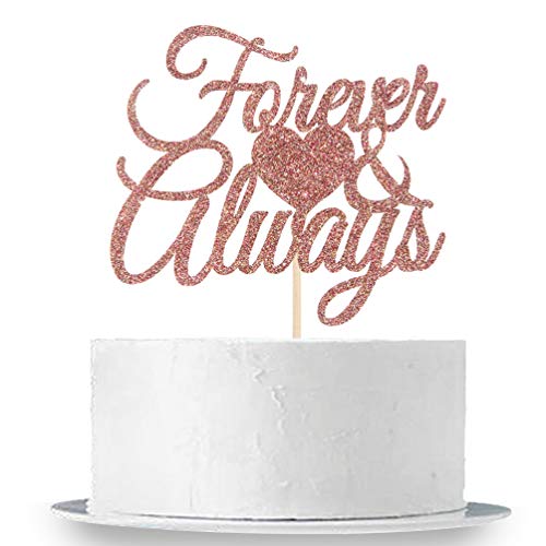 Innoru Forever &Amp; Always Cake Topper, Rose Gold Glitter Bridal Sh