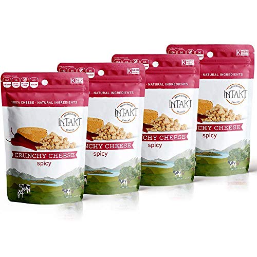 Intakt Crunchy Cheese Crisps Keto Snacks | 4 Pack | Spicy | 100%