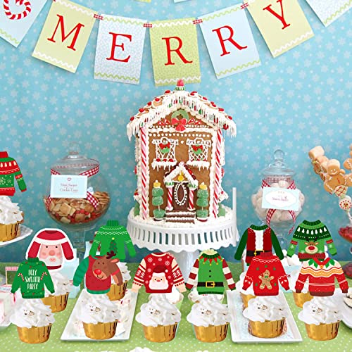 36Pcs Ugly Sweater Cupcake Toppers Ugly Sweater Party Decoration 36Pcs Ugly Sweater Cupcake Toppers Ugly Sweater Party Decoration