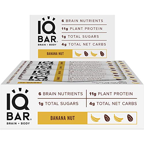 Iq Bar Brain + Body Bars, Banana Nut | Keto, Paleo-Friendly, Veg