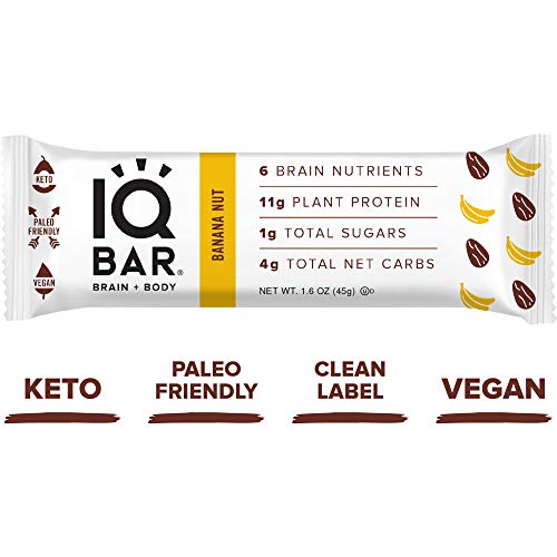 Iq Bar Brain + Body Bars, Banana Nut | Keto, Paleo-Friendly, Veg