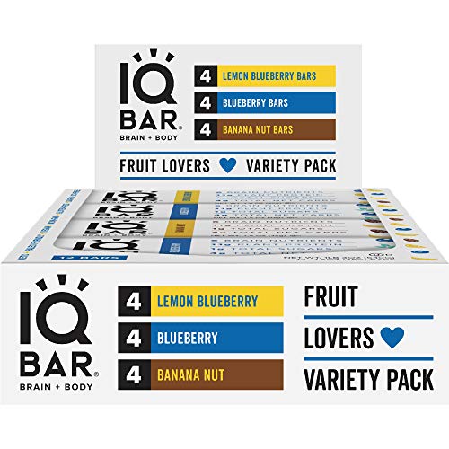 Iq Bar Brain + Body Bars, Fruit Lovers Variety | Keto, Paleo-Fri
