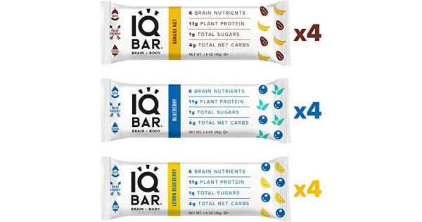 IQ BAR Brain + Body Bars, Fruit Lovers Variety | Keto, P ...