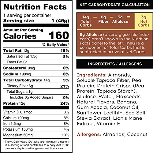 Iqbar Brain And Body Keto Protein Bars - Banana Nut Keto Bars -