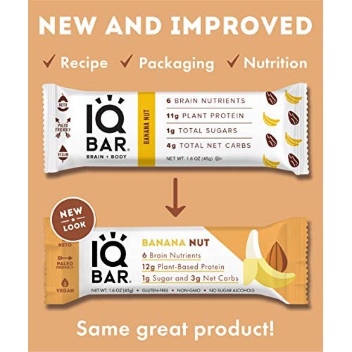Iqbar Brain And Body Keto Protein Bars - Banana Nut Keto Bars -