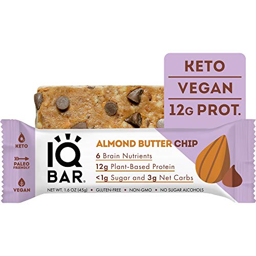 Iqbar Brain + Body Protein Bars, Almond Butter Chip, Keto, Vegan