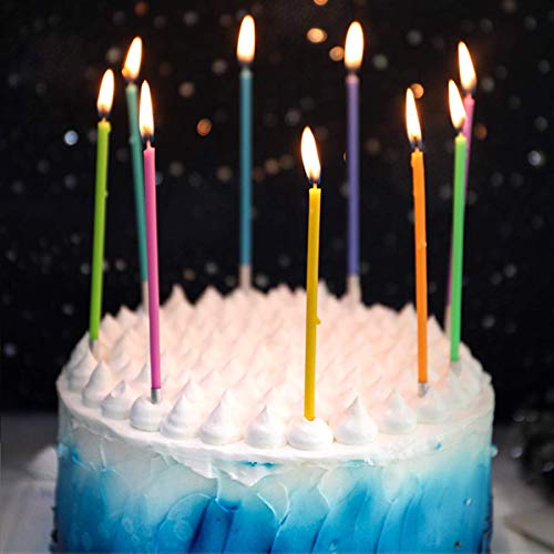Ironbuddy 30 Count Cake Candles Long Thin Cake Candles Metallic