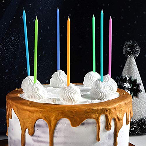 Ironbuddy 30 Count Cake Candles Long Thin Cake Candles Metallic