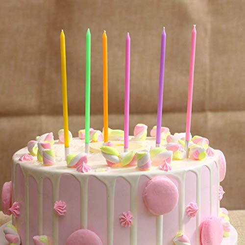 Ironbuddy 30 Count Cake Candles Long Thin Cake Candles Metallic