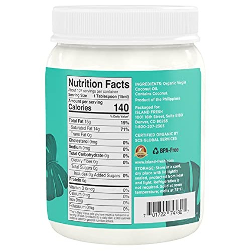 Island Fresh Superior Organic Virgin Coconut Oil, 54 Ounce