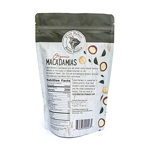 Island Harvest Unsalted Organic Macadamia Nuts - 100% Hawaiian U