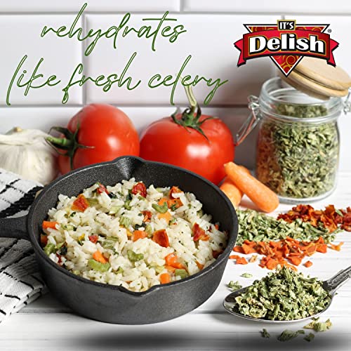 Dried Celery Flakes by Its Delish, 5 OZ Jumbo Reusable Containe...