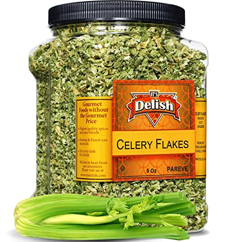Dried Celery Flakes by Its Delish, 5 OZ Jumbo Reusable Containe...