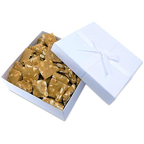 Gourmet Peanut Brittle White Gift Box - By Its Delish | Handmad