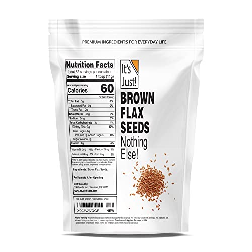 Its Just - Brown Flax Seeds, Whole, Keto Friendly Baking, 24Oz