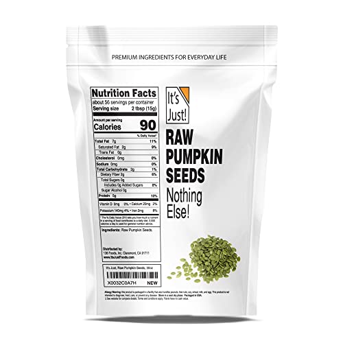 Its Just - Pumpkin Seeds Pepitas 1.88lb, No Shell, Raw Unsalt...
