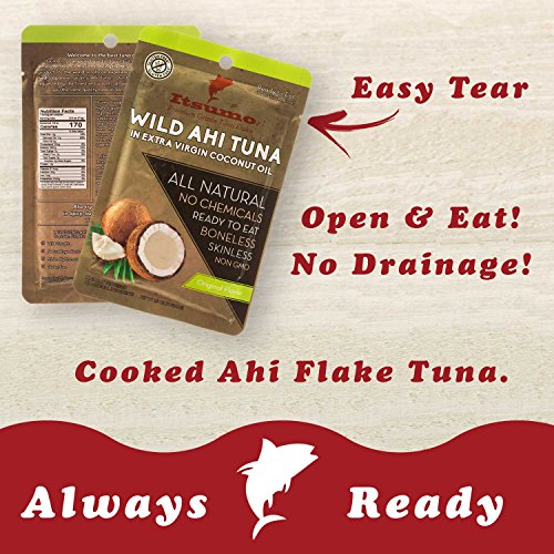 Tuna Keto Snack Pouch - No Carbs Wild Ahi Tuna In Coconut Oil P