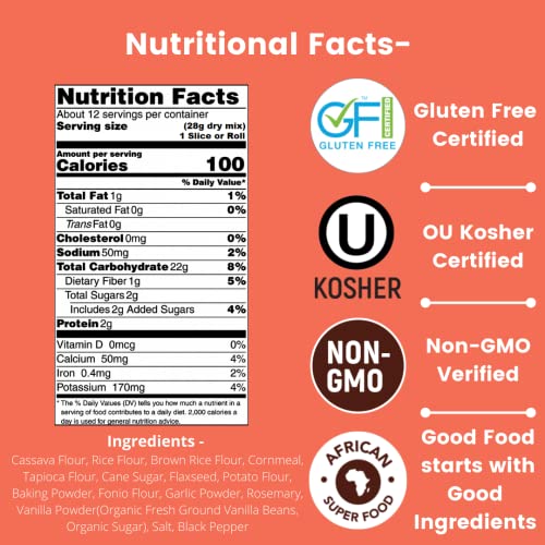 Iya Foods Artisan Rosemary Bread Baking Mix, Certified Gluten Fr