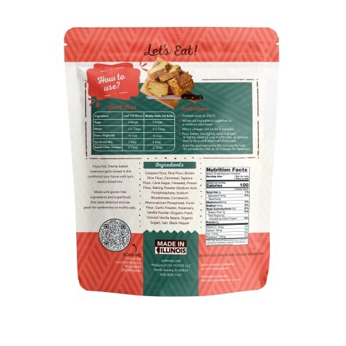 Iya Foods Artisan Rosemary Bread Baking Mix, Certified Gluten Fr