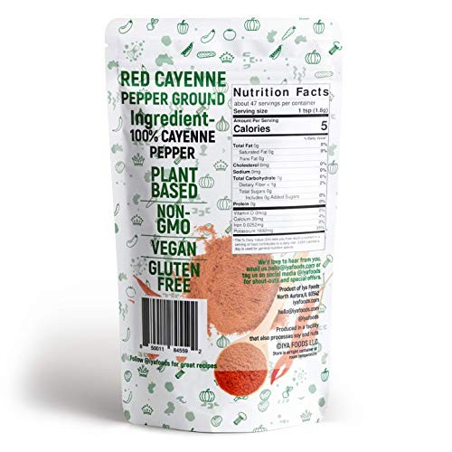 Iya Foods Red Cayenne Pepper Ground 3 Oz Pack, 100% Single Ingre