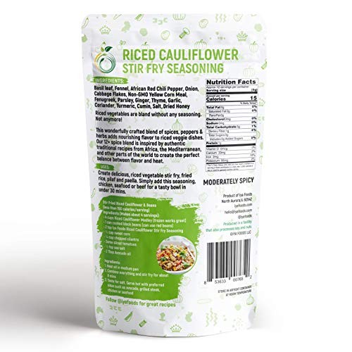Iya Foods Spicy Fried Riced Cauliflower Seasoning 2 Oz Bag. Made