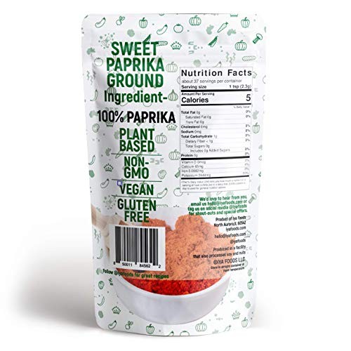 Iya Foods Sweet Paprika Ground 3 Oz Pack, Made From 100% Paprika