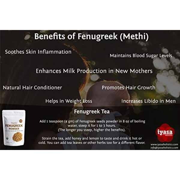 Organic Fenugreek Seeds Powder Methi, Pack of 4 Oz/112 Gm, USD...