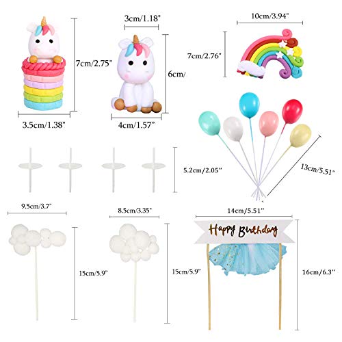 Izoel Unicorn Cake Topper Kit Cloud Rainbow Balloon Happy Birthd