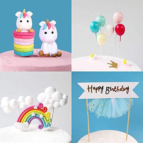 Izoel Unicorn Cake Topper Kit Cloud Rainbow Balloon Happy Birthd