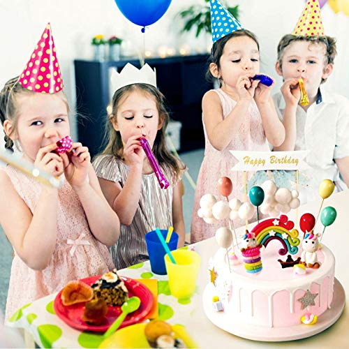 Izoel Unicorn Cake Topper Kit Cloud Rainbow Balloon Happy Birthd