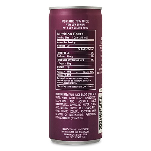 Izze Sparkling Juice, Blackberry, 8.4 Fl Oz 24 Count